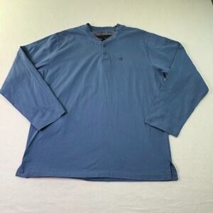 Men's Size Large Blue Henley Report Collection Long Sleeve Y2K‎